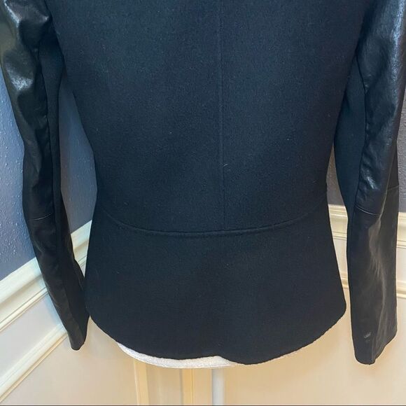 Vince Leather Sleeve Boiled Wool Jacket - Picture 10 of 12